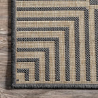nuLOOM 8' x 10' Outdoor Area Rug, Casual Design With Striped Border, Stain Resistant, Highly Durable, For Patio, Balcony, Bedroom, Living Room, Dining Room, Bathroom, Dark Grey
