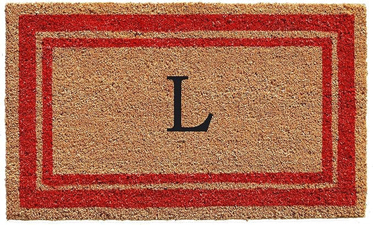 Calloway Mills 153031830L Red Border 18" x 30" Monogram Doormat, (Letter L)