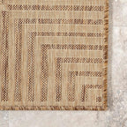 nuLOOM 4' x 6' Outdoor Area Rug, Casual Design With Striped Border, Stain Resistant, Highly Durable, For Patio, Balcony, Bedroom, Living Room, Dining Room, Bathroom, Light Brown