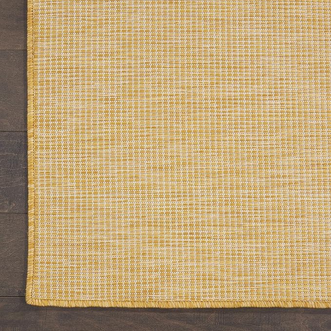 Nourison Home Positano Yellow 9' x 12' Area Rug, Modern, Solid, Indoor/Outdoor, Easy Cleaning, Non Shedding, Bed Room, Living Room, Deck, Backyard
