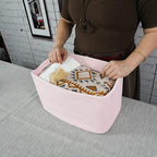 Cotton Rope storage Basket Bins Woven Basket for Organizing Shelves Rectangle Decorative Baskets For storage Clothes Toys Books Towels Square Wicker Nursery basket organizer 3 pack light pink