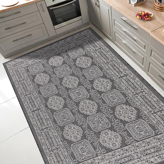 Keen Home Design Terrace Outdoor Area Rug - 5x8 Washable Indoor/Outdoor Rug for Patio, Kitchen, Balcony, Beach, Garden, Deck and Porch, Size: 5'3"x7'7"
