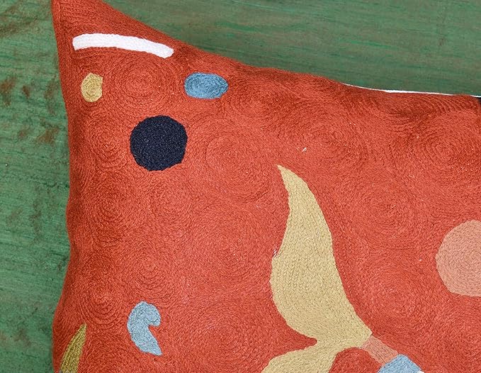 Kandinsky Modern Pillow Cover Orange Abstract Pillowcase Modern Chair Cushion Contemporary Pillowsham Outdoor Mid Century Chair Handmade Wool Size 18x18