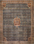 Loloi Layla Collection LAY-09 Cobalt Blue/Spice 9'-0" x 12'-0" .13" Thick Area Rug, Soft, Durable, Vintage Inspired, Distressed, Low Pile, Non-Shedding, Easy Clean, Printed, Living Room Rug
