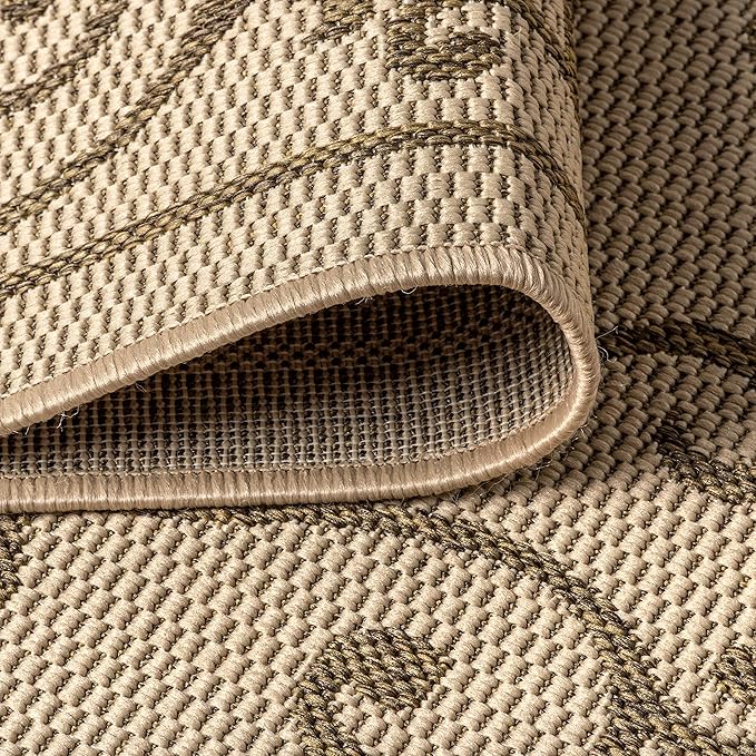 JONATHAN Y Vintage Filigree Indoor Outdoor Runner Rug 2X8 Beige/Brown, Charleston Textured Weave for Backyard, Patio, Porch, Easy-Cleaning, High Traffic, Pet-Friendly, Non-Shedding (SMB106A-28)