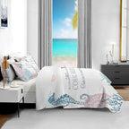 Coastal Bedding King Size 2 Shams, Nautical Beach Comforter Sets Ocean Bedspreads Coastal Coverlet Summer Bedding, 96''x106''