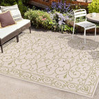 JONATHAN Y Vintage Filigree Indoor Outdoor Area Rug 9X12 Cream/Green, Charleston Textured Weave for Backyard, Patio, Porch, Easy-Cleaning, High Traffic, Pet-Friendly, Non-Shedding (SMB106I-9)