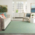 Nourison Positano Indoor/Outdoor Blue/Green 7' x 10' Area Rug, Easy Cleaning, Non Shedding, Bed Room, Living Room, Dining Room, Backyard, Deck, Patio (7x10)