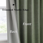 RAIN CITY Dark Olive Green Blackout Curtains 96 Inch Long with Hooks 2 Panels Set, Back Tab Drapes with Grey Backing for Track System, Modern Window Curtains for Bedroom- Loden/Olive Forest 50x96