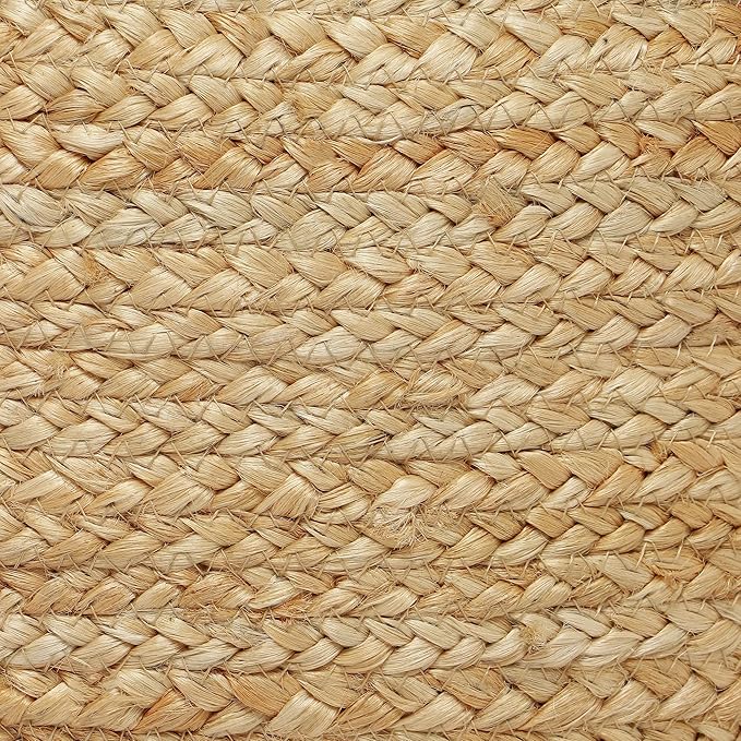 REDEARTH · Jute Circular Low Pouf Ottoman - Braided Pouffe Accent Sitting Round Footrest for Living Room, Bedroom, Nursery, kidsroom, Patio, Gym; 100% Jute (18"x18"x10"; Natural)