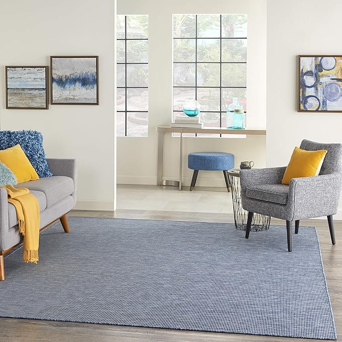 Nourison Positano Indoor/Outdoor Navy Blue 2'2" x 10' Area Rug, Easy Cleaning, Non Shedding, Bed Room, Living Room, Dining Room, Backyard, Deck, Patio (2x10)