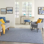 Nourison Home Positano Indoor/Outdoor Navy Blue 6' x Round Area Rug, Easy Cleaning, Non Shedding, Bed Room, Living Room, Dining Room, Backyard, Deck, Patio (6 Round)