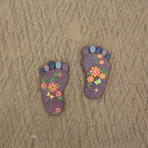 Stepping Stones Outdoor - Garden Decorative Stones for Patio, Deck, Garden or Sidewalk Home Decor Footprint Shaped Stepping Stones Set of 2 （Dark Brown）