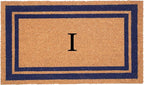 Calloway Mills 153001830I Dark Blue Border 18" x 30" Monogram Doormat (Letter I)