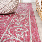 JONATHAN Y Vintage Filigree Indoor Outdoor Area Rug 8X10 Fuchsia/Light Gray, Charleston Textured Weave for Backyard, Patio, Porch, Easy-Cleaning, High Traffic, Pet-Friendly, Non-Shedding (SMB106J-8)