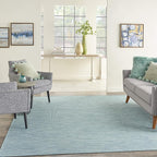 Nourison Positano Indoor/Outdoor Aqua 8' x Round Area Rug, Easy Cleaning, Non Shedding, Bed Room, Living Room, Dining Room, Backyard, Deck, Patio (8 Round)