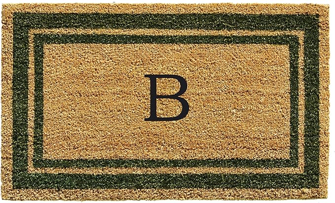 Calloway Mills 153041830B Sage Green Border 18" x 30" Monogram Doormat, (Letter B)
