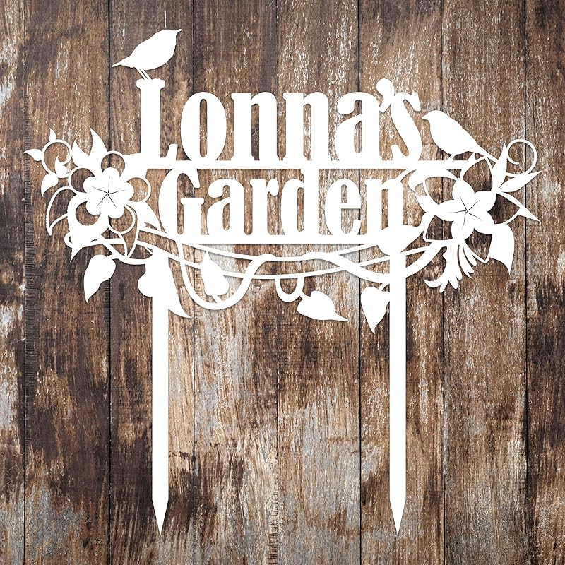 Personalized Flower and Bird Metal Garden Stake, Bird Garden Sign, Custom Flower Yard Decor, Mom's Garden Gift, Gardener Family Name Sign, Patio Home Gift, Yard Art, Housewarming Gift