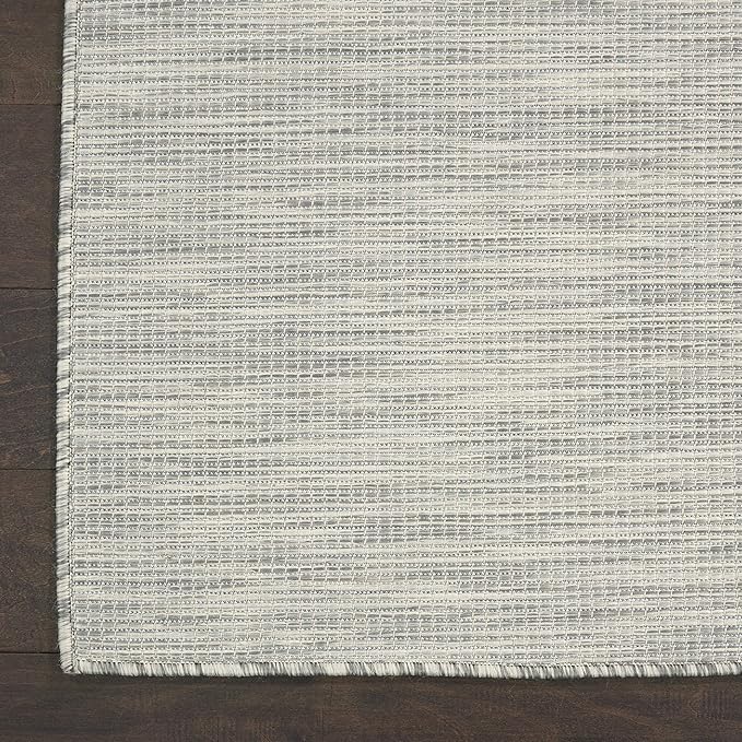 Nourison Positano Indoor/Outdoor Light Grey 2'2" x 8' Area Rug, Easy Cleaning, Non Shedding, Bed Room, Living Room, Dining Room, Backyard, Deck, Patio (2x8)