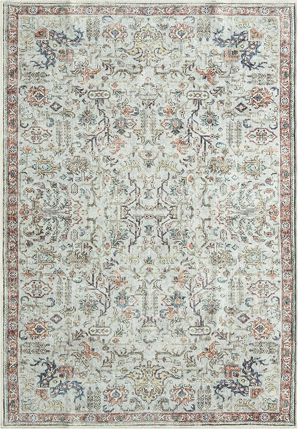 Keen Home Design 9x12 Rug - Machine Washable Area Rug with Non-Slip Backing, Ideal for Living Room, Dining Room, Bedroom - Vintage, Easy Clean, Durable, Low Pile Rug - (9' x 12')