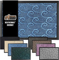 GORILLA GRIP 100% Waterproof All-Season WeatherMax Doormat, US Designed Natural Rubber, Stain and Fade Resistant, Low Profile Indoor Outdoor Door Mats, Easy Clean Patio Mat, 17x29, Ocean Blue Waves