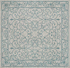 JONATHAN Y Vintage Filigree Indoor Outdoor Square Area Rug 5X5 Gray/Teal, Charleston Textured Weave for Backyard, Patio, Porch, Easy-Cleaning, High Traffic, Pet-Friendly, Non-Shedding (SMB106E-5SQ)