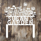 Custom Flowers Metal Garden Decor, Sign for Flower Beds, Personalized Flowers Garden Sign with Stakes, Metal Yard Art, Gift for Grandmother, Patio Decor, Farmhouse Decorations, Mom Gift