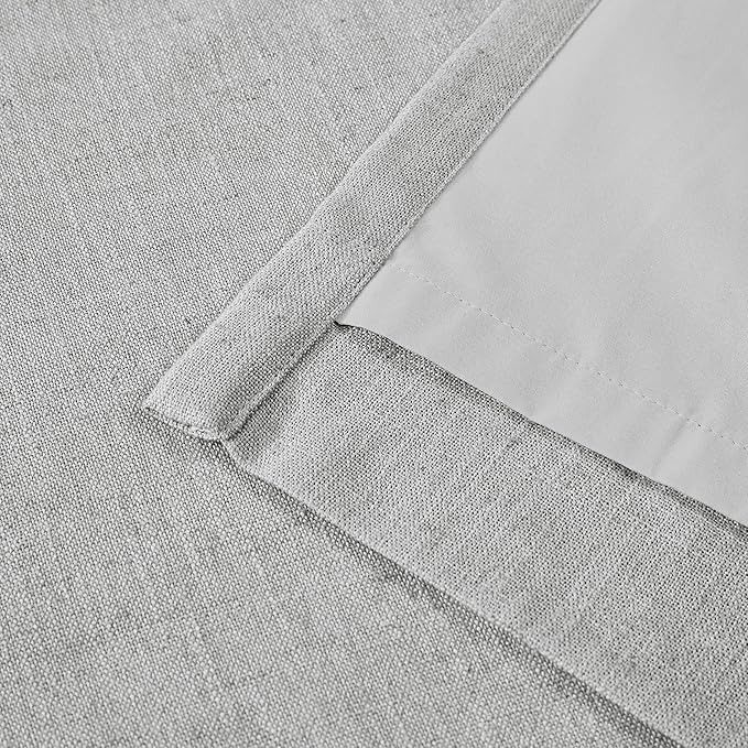 Vision Home Light Grey Pinch Pleated Full Blackout Curtains Linen Blended Room Darkening Curtain Panels 84 inch for Living Room Bedroom Thermal Insulated Pinch Pleat Drapes with Hooks 40" Wx84 Lx2