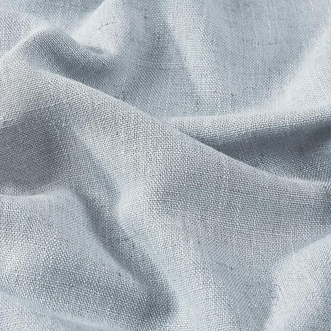 Vision Home Blue Fog Pinch Pleated Full Blackout Curtains Linen Blended Room Darkening Window Curtains 63 inch for Living Room Bedroom Thermal Insulated Pinch Pleat Drapes with Hooks 1 Panel 60"Wx63"L