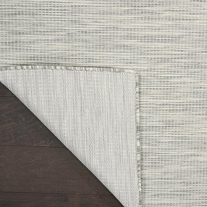 Nourison Positano Indoor/Outdoor Light Grey 2'2" x 12' Area Rug, Easy Cleaning, Non Shedding, Bed Room, Living Room, Dining Room, Backyard, Deck, Patio (2x12)
