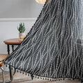 Sutuo Home Boho Curtains 96 Inches Long for Bedroom Living Room Kitchen, Stripe Floral Bohemian Tassels Country Window Treatment Drape for Halloween Decorations Rod Pocket, 1 Panel 59"W x 96"L,Black