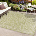JONATHAN Y Vintage Filigree Indoor Outdoor Area Rug 9X12 Green/Cream, Charleston Textured Weave for Backyard, Patio, Porch, Easy-Cleaning, High Traffic, Pet-Friendly, Non-Shedding (SMB106H-9)