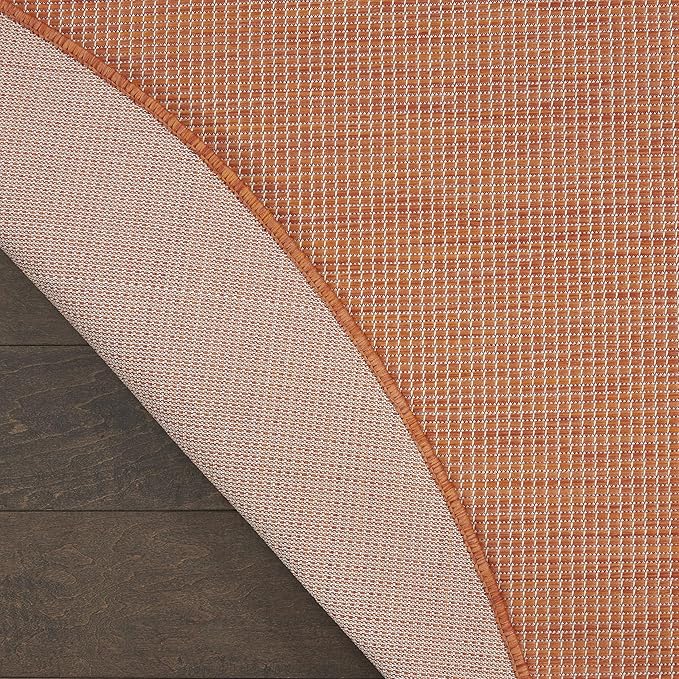 Nourison Positano Indoor/Outdoor Terracotta 8' x Round Area Rug, Easy Cleaning, Non Shedding, Bed Room, Living Room, Dining Room, Backyard, Deck, Patio (8 Round)