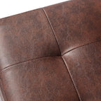 Adeco Faux Leather Storage Ottoman Bench with Wood Legs, 17.7" Square Red and Brown PU Cube Foot Stool, Upholstered Button Tufted Vanity Chair with Hinged Lid for Living Room, Bedroom, Dorm