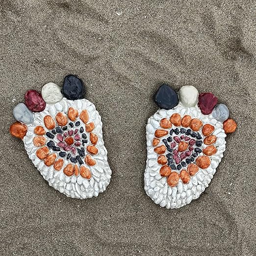 Garden Stepping Stones - Decorative Garden Stones for Patio, Deck, Garden or Sidewalk Faux Cobblestone Stepping Stones (Set of 2#A Small Size