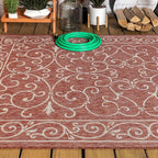 JONATHAN Y Vintage Filigree Indoor Outdoor Area Rug 8X10 Red/Beige, Charleston Textured Weave for Backyard, Patio, Porch, Easy-Cleaning, High Traffic, Pet-Friendly, Non-Shedding (SMB106B-8)