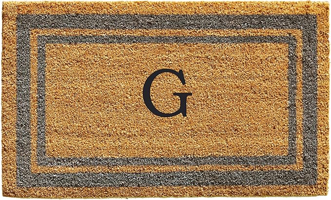 Calloway Mills 153021830G Periwinkle Border 18" x 30" Monogram Doormat, (Letter G)