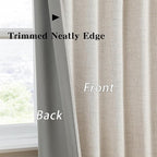 RAIN CITY Linen Blackout Curtains 120 Inches Long 2 Panels,Thermal Rustic Country Curtains for Living Room Large Window Back Tab Pleated Heading Tape with Hooks, Beige 50x120-in,10FT Tall