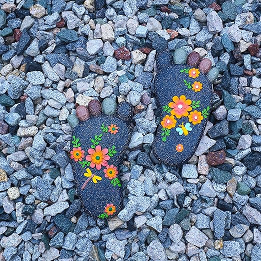 Stepping Stones Garden Decorative Stones for Patio, Deck, Garden or Sidewalk Home Decor Footprint Shaped Stepping Stones Set of 2 （Dark Grey）