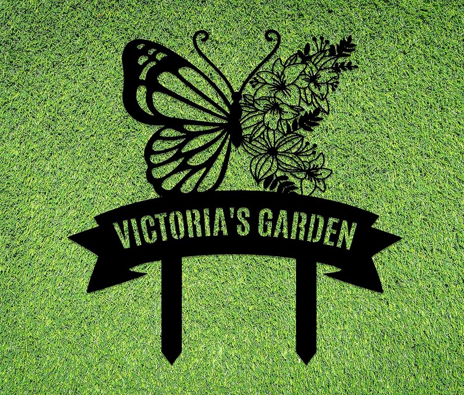 Personalized Metal Garden Sign with Stake, Custom Garden Decor for Outdoor, Custom Family Name Sign, Patio Decorations, Lawn Art, Farmhouse Decorative, Housewarming Gift (CstmDesign7)