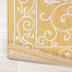 JONATHAN Y Vintage Filigree Indoor Outdoor Runner Rug 2X10 Yellow/Cream, Charleston Textured Weave for Backyard, Patio, Porch, Easy-Cleaning, High Traffic, Pet-Friendly, Non-Shedding (SMB106L-210)