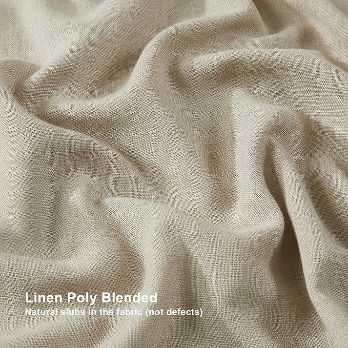 Vision Home Sand Pinch Pleated Full Blackout Curtains Linen Blended Room Darkening Window Curtains 108 inch for Living Room Bedroom Thermal Insulated Pinch Pleat Drapes with Hooks 60" Wx108 Lx1