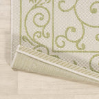 JONATHAN Y Vintage Filigree Indoor Outdoor Area Rug 3X5 Cream/Green, Charleston Textured Weave for Backyard, Patio, Porch, Easy-Cleaning, High Traffic, Pet-Friendly, Non-Shedding (SMB106I-3)
