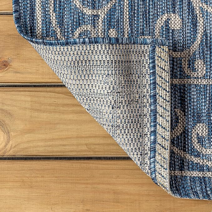 JONATHAN Y Vintage Filigree Indoor Outdoor Runner Rug 2X10 Navy/Gray, Charleston Textured Weave for Backyard, Patio, Porch, Easy-Cleaning, High Traffic, Pet-Friendly, Non-Shedding (SMB106D-210)