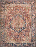 Loloi Layla Collection LAY-08 Red/Navy 9'-0" x 12'-0" .13" Thick Area Rug, Soft, Durable, Vintage Inspired, Distressed, Low Pile, Non-Shedding, Easy Clean, Printed, Living Room Rug