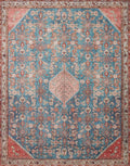 Loloi Layla Collection LAY-10 Marine/Clay 2'-6" x 9'-6" .13" Thick Runner Rug, Soft, Durable, Vintage Inspired, Distressed, Low Pile, Non-Shedding, Easy Clean, Printed, Living Room Rug