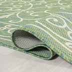 JONATHAN Y Vintage Filigree Indoor Outdoor Area Rug 9X12 Green/Ivory, Charleston Textured Weave for Backyard, Patio, Porch, Easy-Cleaning, High Traffic, Pet-Friendly, Non-Shedding (SMB106K-9)