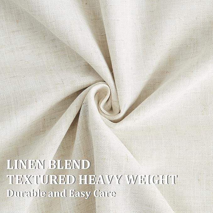 Vision Home Natural Pinch Pleated Full Blackout Curtains Linen Blended Room Darkening Window Curtains 108 inch for Living Room Bedroom Thermal Insulated Pinch Pleat Drapes with Hooks 60" Wx108 Lx1