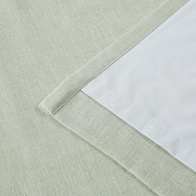 Vision Home Soft Green Pinch Pleated Full Blackout Curtains Linen Blended Room Darkening Window Panels 84 inch for Living Room Bedroom Thermal Insulated Pinch Pleat Drapes with Hooks 60" Wx84 Lx1