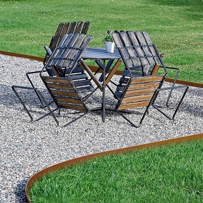 Worth Garden 6-Pack Pre-Rusted Cor-Ten Steel Landscape Edging - 40" L x 6" H Each (20ft Total) - No-Dig Hammer-in Heavy Duty 14-Gauge Metal Edging Border w/ 7 Clips & Gloves - Edge for Lawn Yard